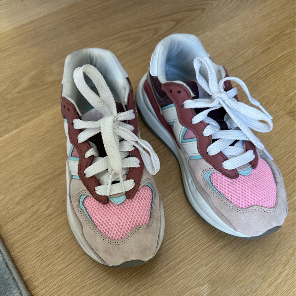 New Balance Pink and Brown Retro Sneakers